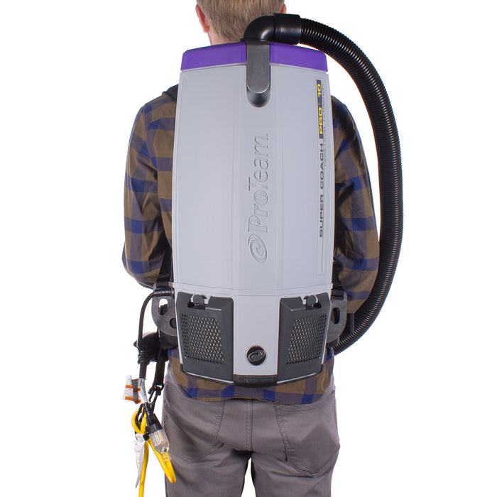 ProTeam 10 Quart Backpack Vac - on back